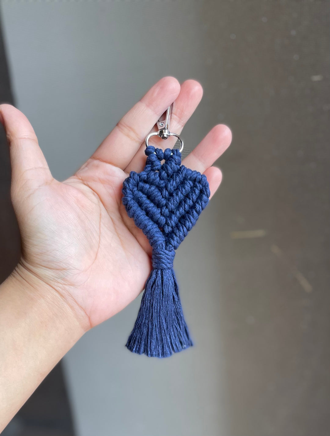 SUTRAM Handmade Macrame Heart Keychain - Pack of 2 | For Women Girls, Bag Charm, Birthday Gift, Valentine Gift | 13 cm size