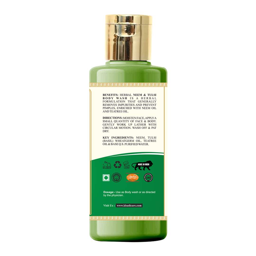 Khadi Care Herbal Neem & Tulsi Face and Body Wash - PACK OF 2 - EACH 210 ML