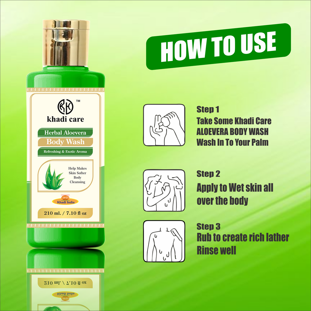 Khadi Care Herbal Aloevera Body Wash -  Pack of 2 Each 210 ml