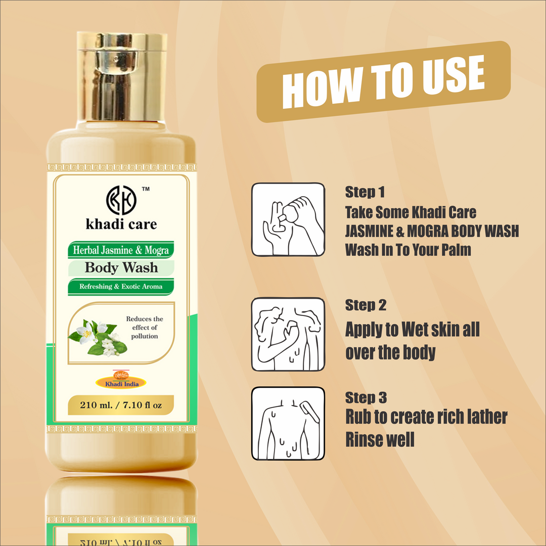 Khadi Care Herbal Jasmine & Mogra Body Wash - Pack of 2 Each 210 ml