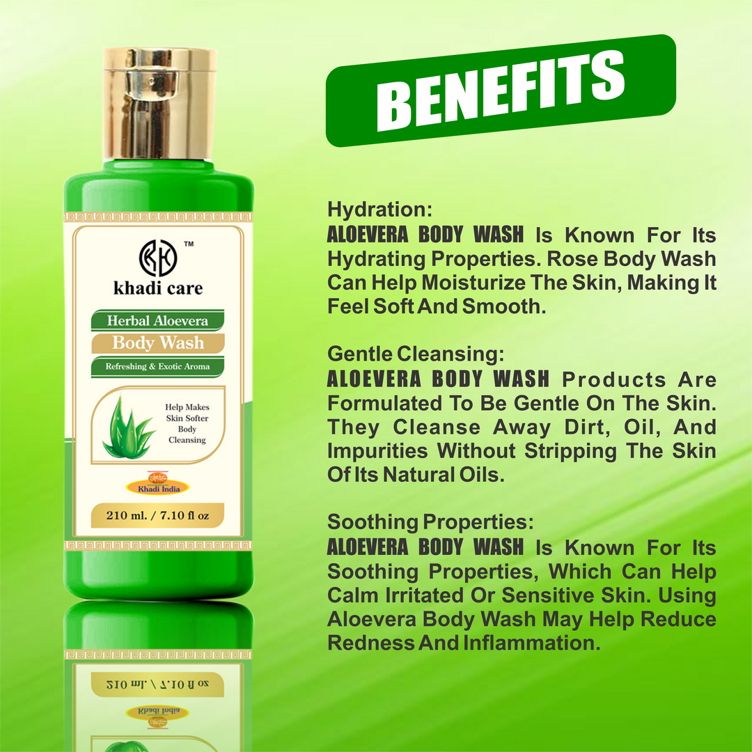 Khadi Care Herbal Aloevera Body Wash -  Pack of 2 Each 210 ml