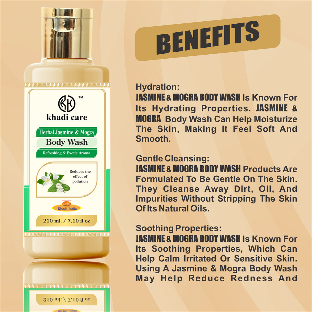 Khadi Care Herbal Jasmine & Mogra Body Wash - Pack of 2 Each 210 ml