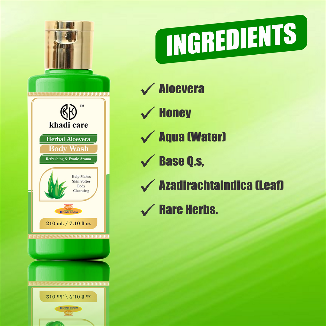 Khadi Care Herbal Aloevera Body Wash -  Pack of 2 Each 210 ml