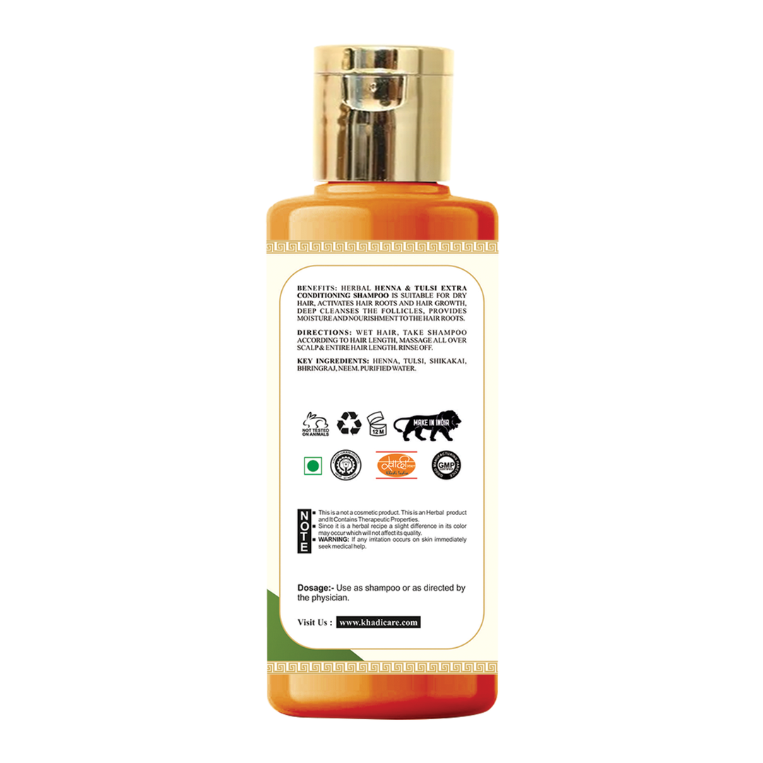 Khadi Care Herbal Henna Tulsi Shampoo - Pack of 2 - Each 210 ml