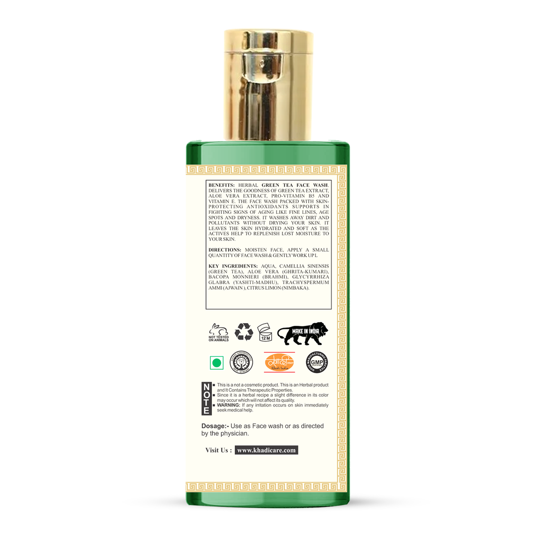 Khadi Care Herbal Green Tea Face Wash  - Pack of 2 - Each 210 ml