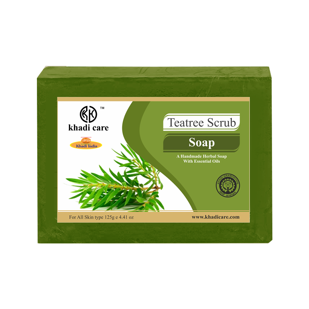 Khadi Care Herbal Teatree Soap  -Pack of 3 125 gm Each