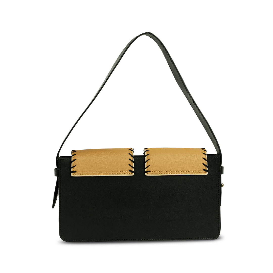 Double flap shoulder bag
