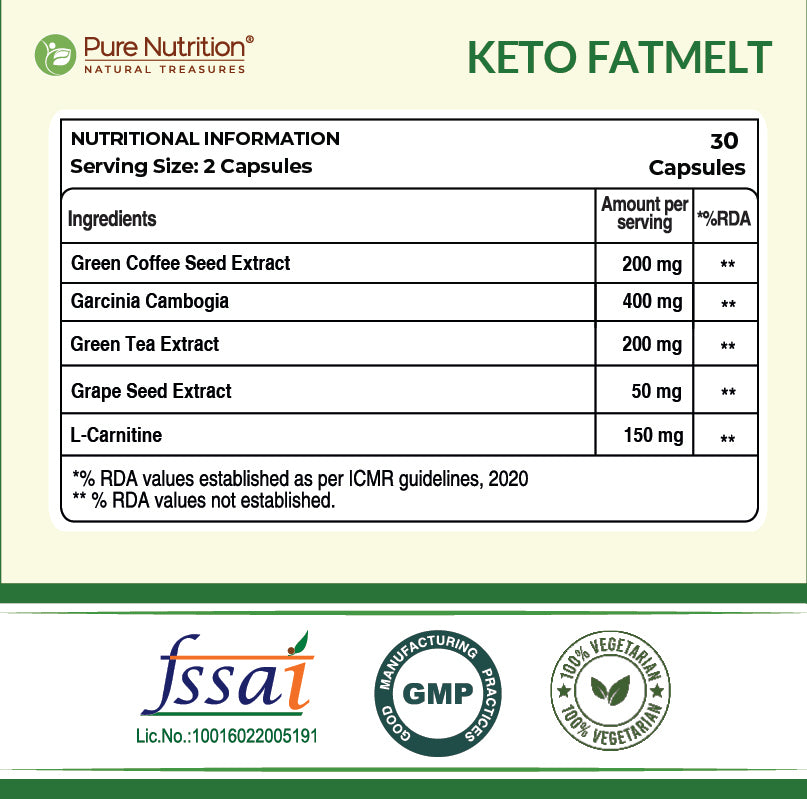 Pure Nutrition Keto Fatmelt | Garcinia Cambogia, Green Tea & L-Carnitine