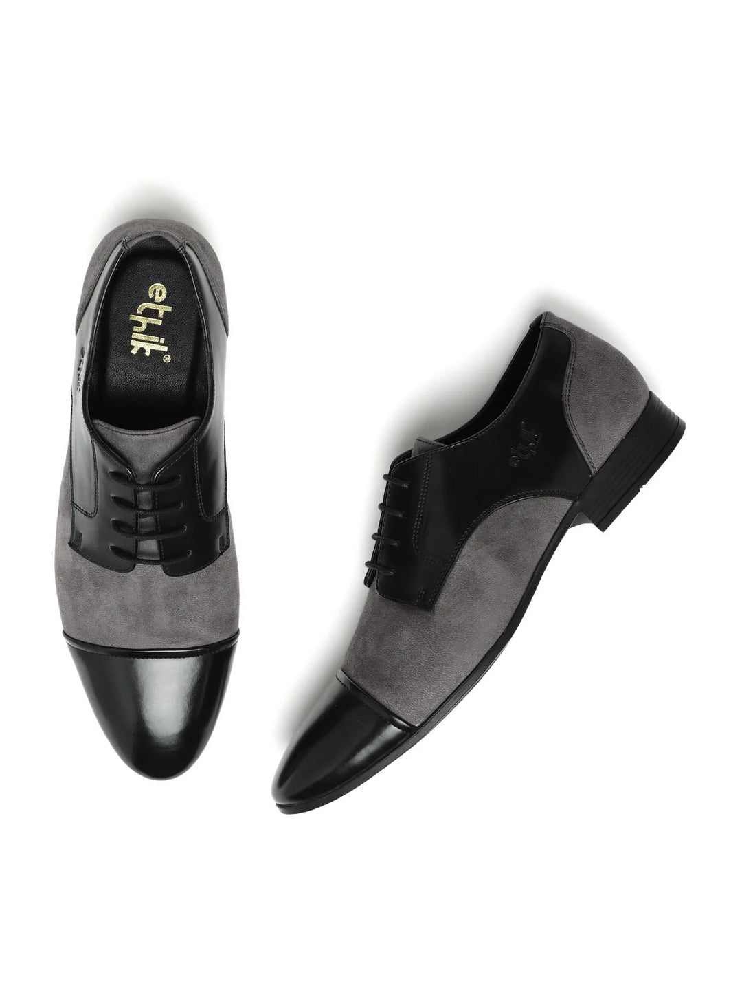Cap-Toe Black & Grey Derby Shoes