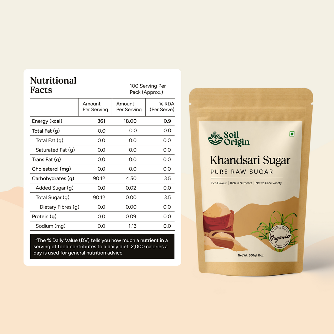 Soil Origin Khandsari Sugar (Khand) - 500 Gm (Pack of 2)
