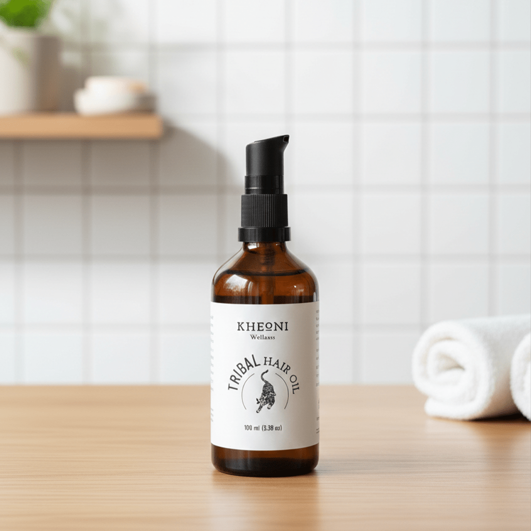 Kheoni 100% Natural Tribal Hair Oil | Ayurvedic Hair Oil for Hair Fall | Adds Strength & Shine | Infused with Natural Herbs Promotes Hair Growth & Prevents Hair Loss - 100 ml - Suspire