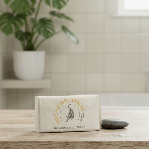 Kheoni 100% Natural Turmeric Soap Bar for Men and Women, Makes Skin Soft, Retains Moisture | Removes Dark Spots, Pigmentation, Acne | Protects Skin with Powerful Antioxidant - 100 gm