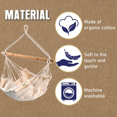 Slack Jack Cradle for Baby | Organic Cotton Baby Onjal Swing | Kids Sleeping Hammock | Patent Infant Oonjal Swing with Hanging Accessory | 0-12 Months (Natural, Load Cap 15 Kg)