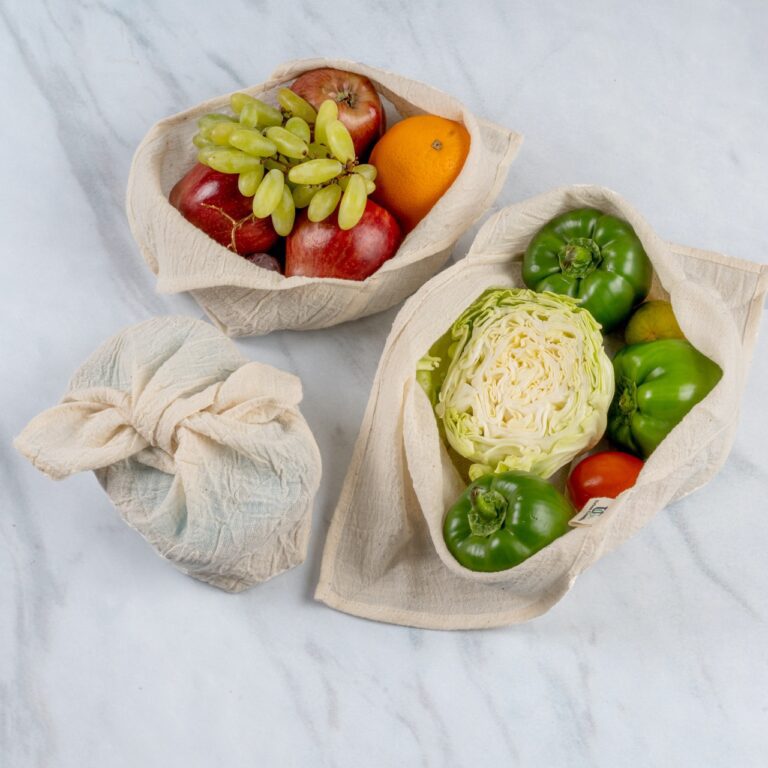 Kitchen Utility Bento Bag Set of 3 in Organic ‘Kala’ Cotton (Assorted Sizes ) - Suspire