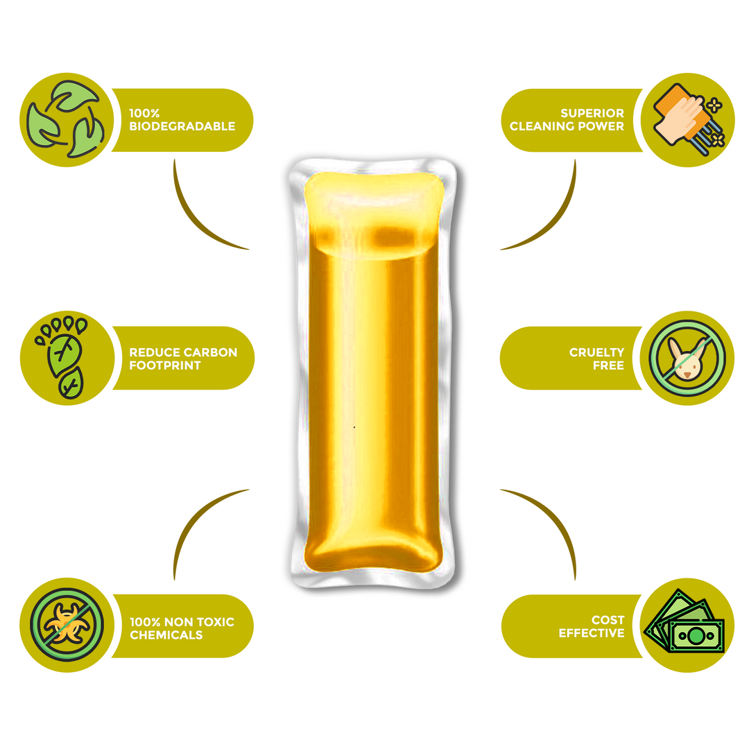 Ecosys eco friendly kitchen cleaner liquid capsules for utensils, cookware, chimneys & kitchen surfaces - 1 soluble Capsule each