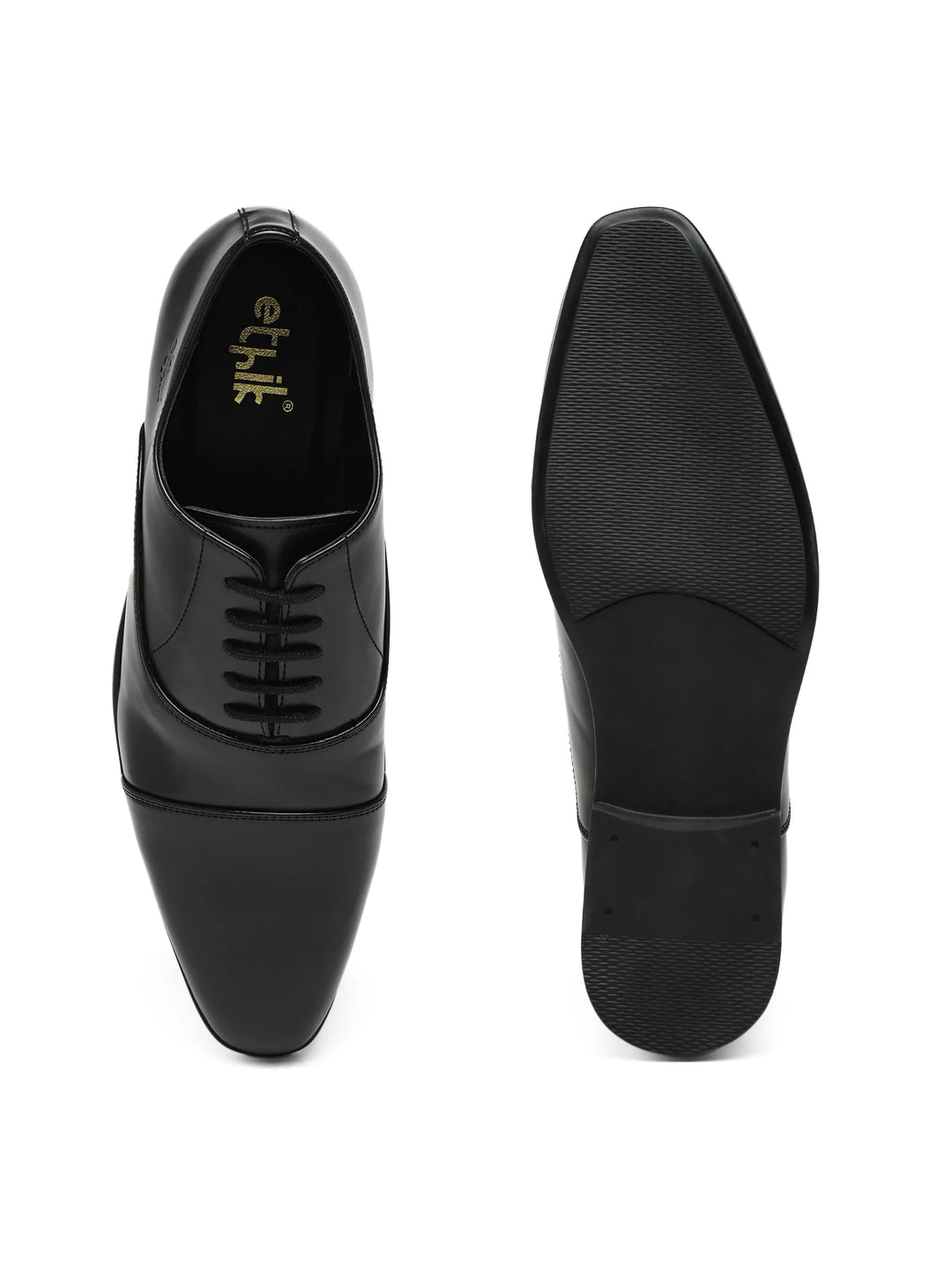 Suit Up Black Cap-Toe Oxford Shoes