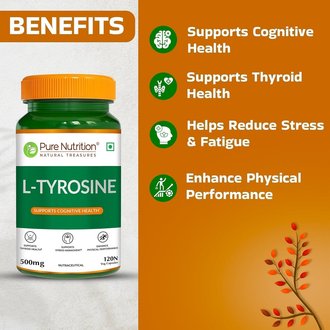 L-Tyrosine 500mg | Amino Acid Supplement for Focus, Mood & Stress Support | 120 Tablets
