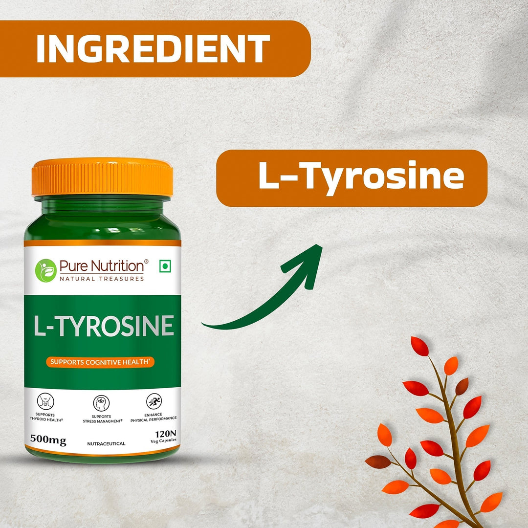 L-Tyrosine 500mg | Amino Acid Supplement for Focus, Mood & Stress Support | 120 Tablets