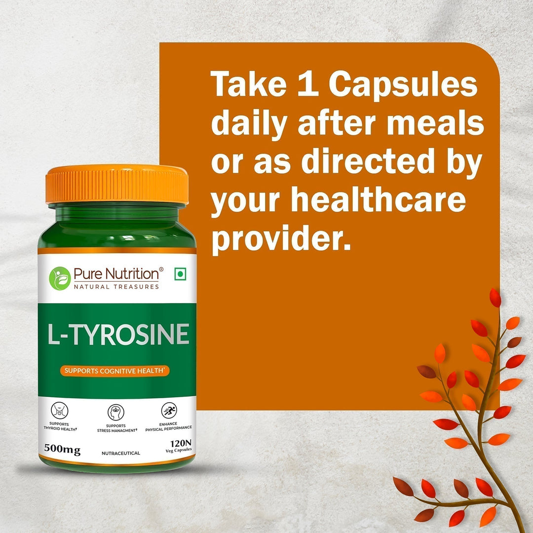 L-Tyrosine 500mg | Amino Acid Supplement for Focus, Mood & Stress Support | 120 Tablets