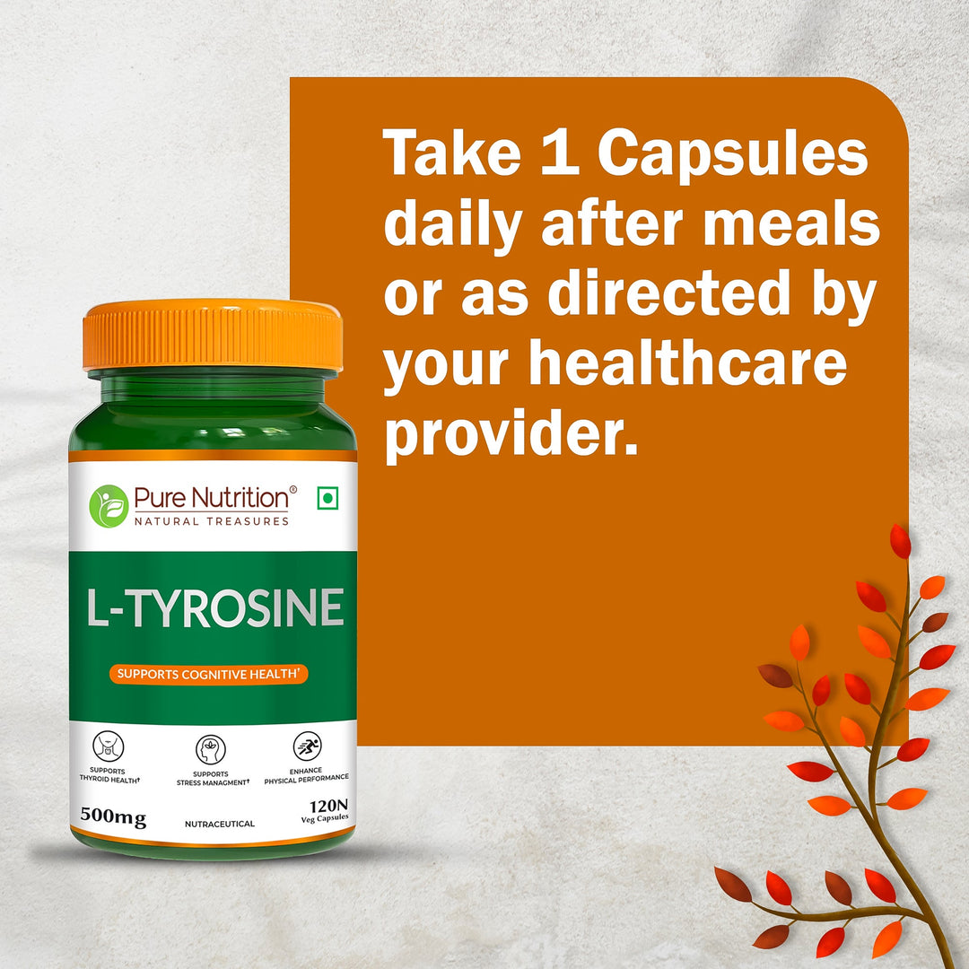L-Tyrosine 500mg | Amino Acid Supplement for Focus, Mood & Stress Support | 120 Tablets