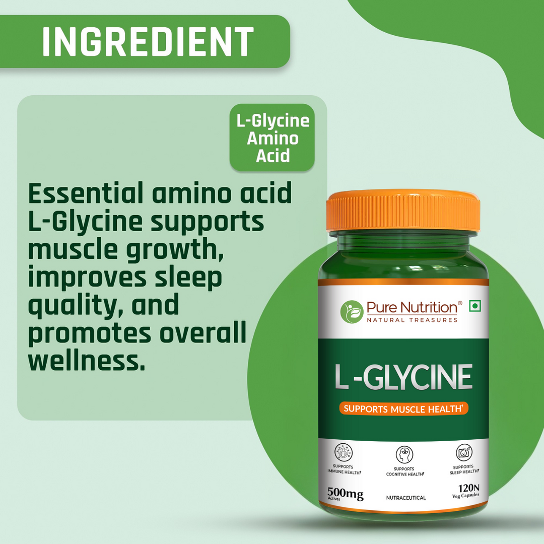 L-Glycine 500mg Veg Capsules  Muscle, Cognitive & Sleep Support | 120 Caps