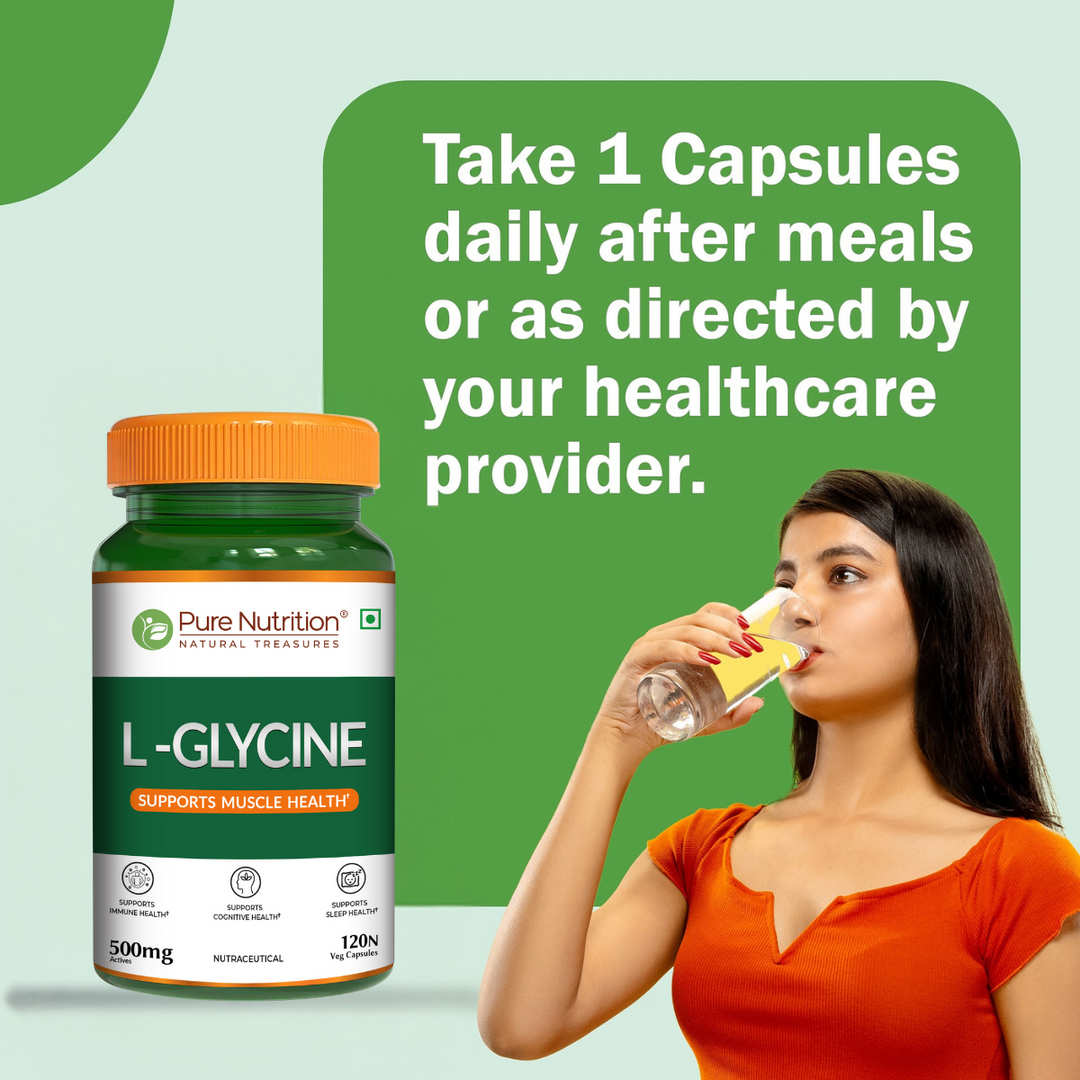 L-Glycine 500mg Veg Capsules  Muscle, Cognitive & Sleep Support | 120 Caps