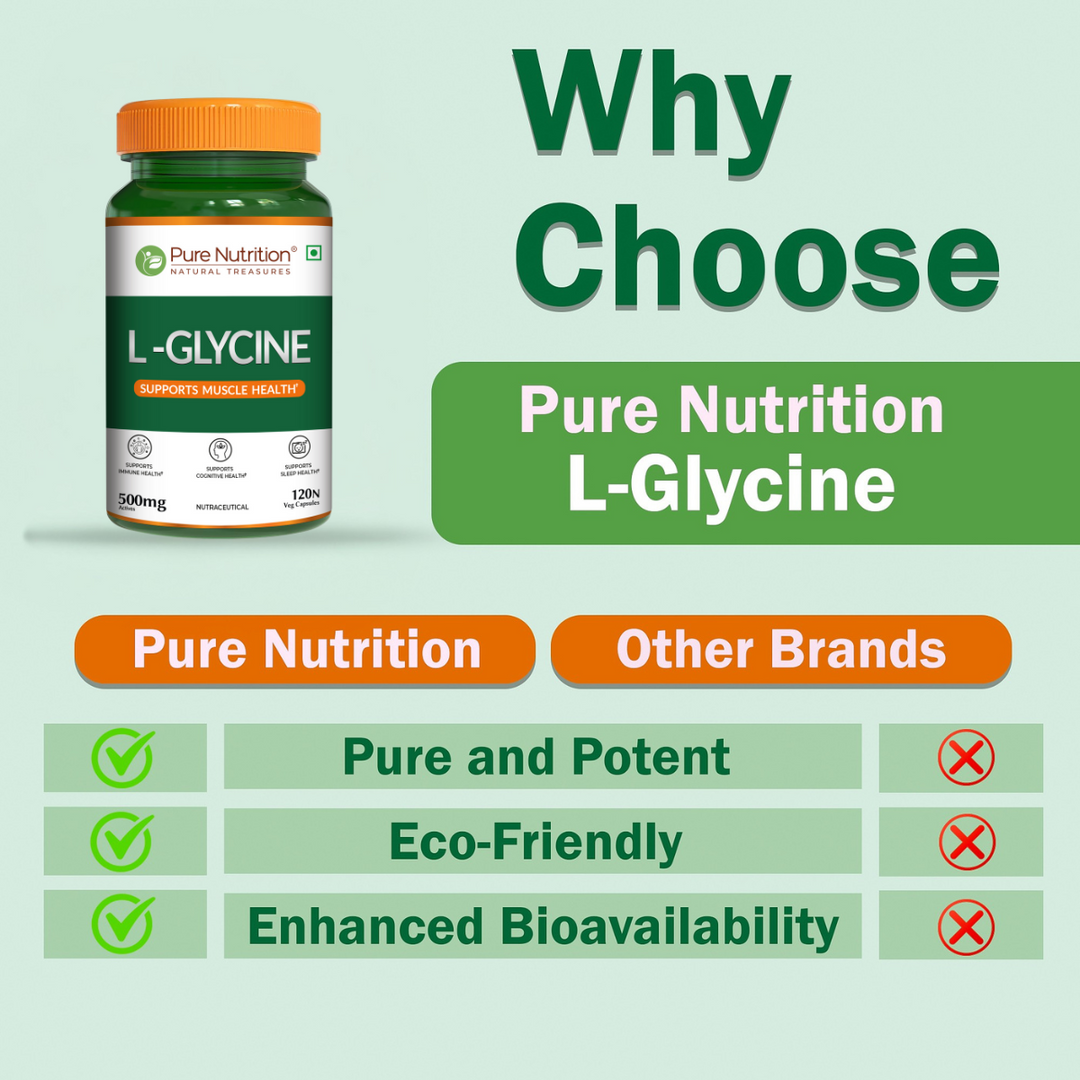 L-Glycine 500mg Veg Capsules  Muscle, Cognitive & Sleep Support | 120 Caps
