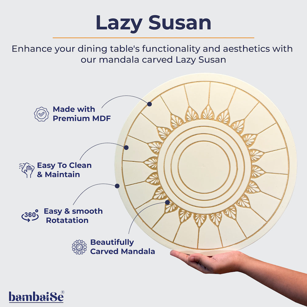 BambaiSe Ivory White Lazy Susan