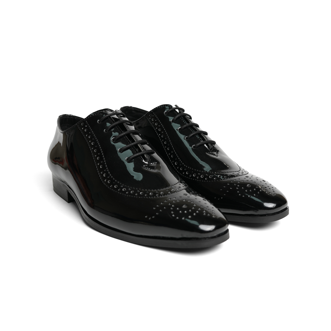 Glossy Classic Patent Oxford Lace-Ups - Black