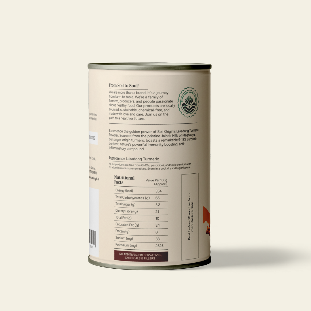 Soil Origin Single Origin Lakadong Turmeric Powder - 150 Gm