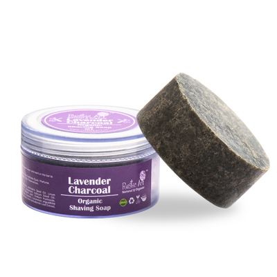 Rustic Art  organic Lavender Charcoal Shaving Soap (50gm) (pack of 2)