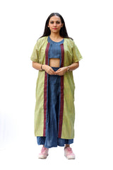 Agati Design Lavi Indigo Blue Green Top Jacket And Skirt