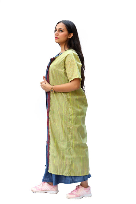 Agati Design Lavi Indigo Blue Green Top Jacket And Skirt