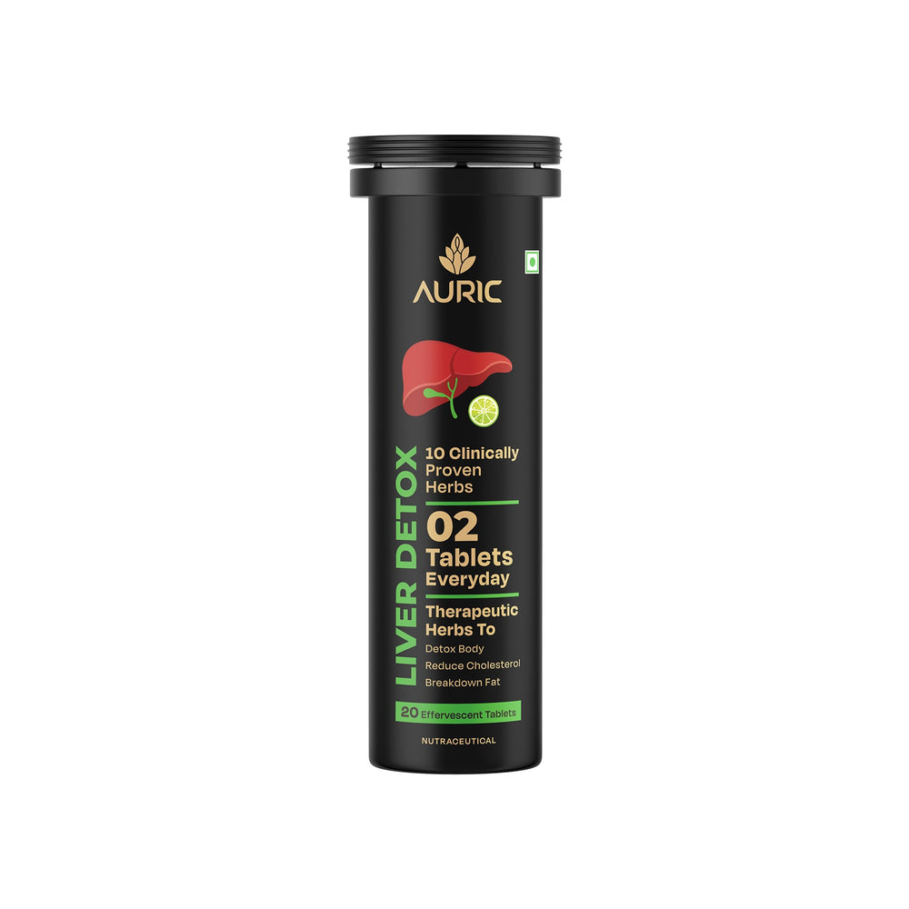 Auric Liver Detox Supplement | Fizzy Water with 10 Ayurvedic Herbs | Clinically Researched Therapeutic Ingredients | Drop, Dissolve, Fizz, Drink | Liv 365