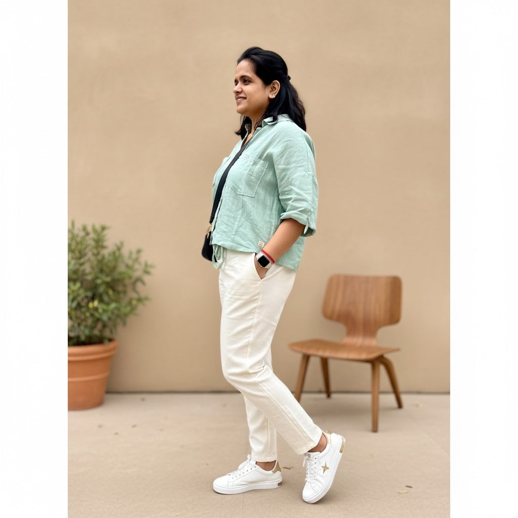 100% Premium Linen Boxy Shirt - Women