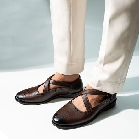 Monkstory X-Strap Peshawari Sandals - Brown