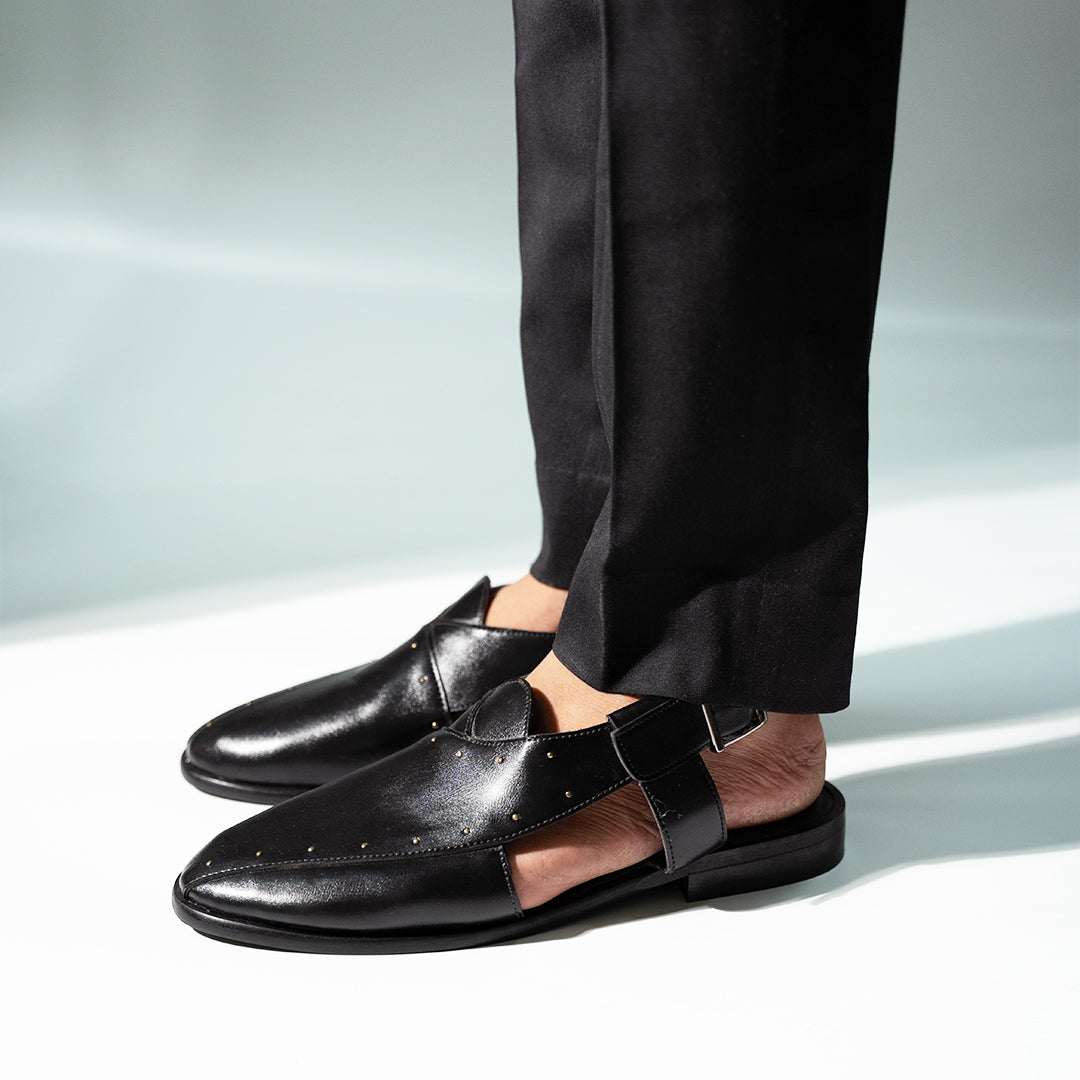 Monkstory Studded Nawabi Sandals - Black