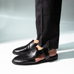 Monkstory Studded Nawabi Sandals - Black