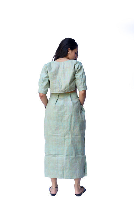 Agati Design Lekha Sea Green Jacket, Skirt and Top