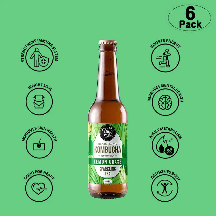 Toyo Kombucha Lemongrass Low Sugar - Pack of 6