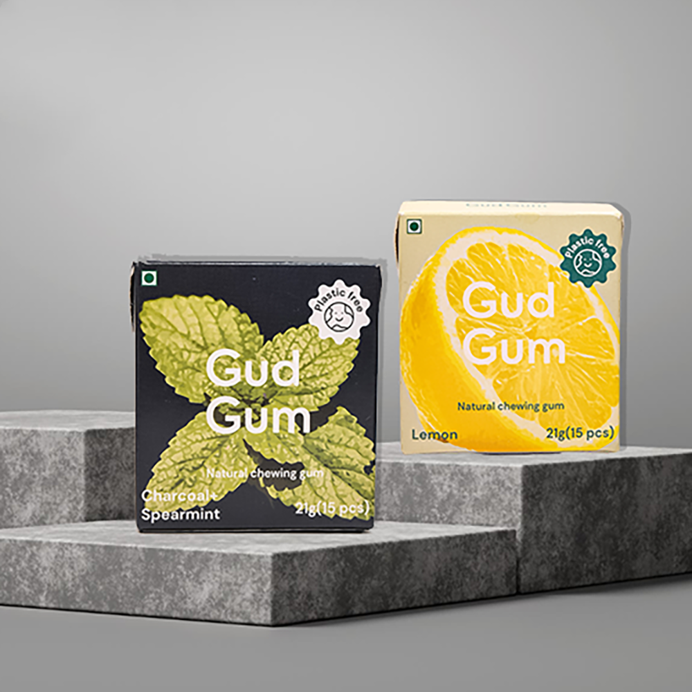 Gud Gum Mini Chewing Gum Combo | Lemon & Charcoal Mint | Pack of 4