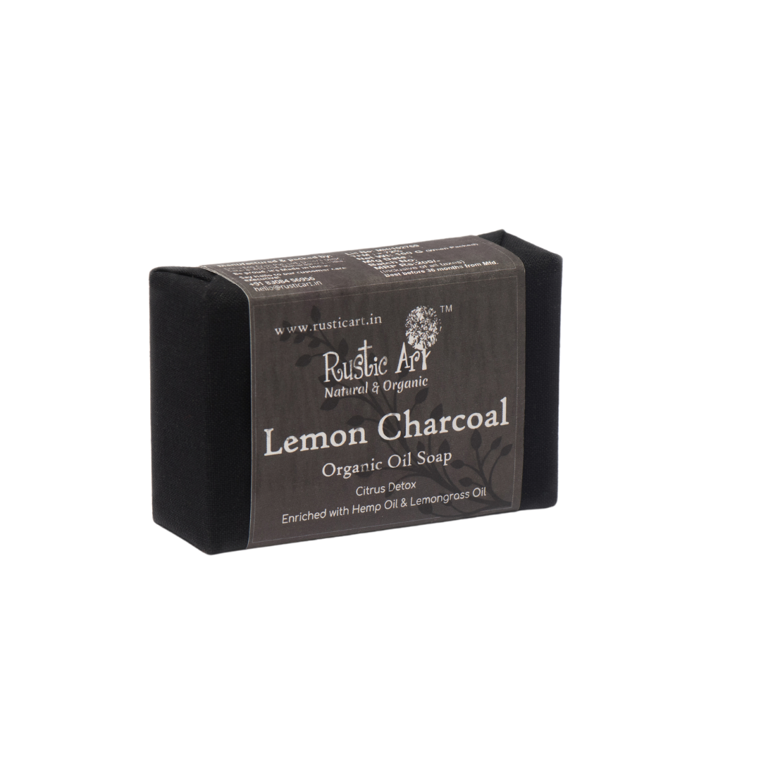 Rustic Art Lemon Charcoal Soap 100gm pack of 2