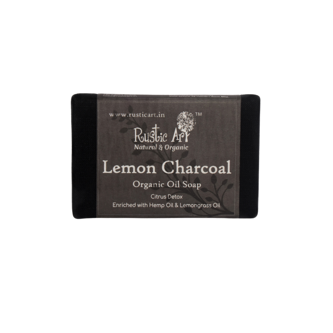 Rustic Art Lemon Charcoal Soap 100gm pack of 2