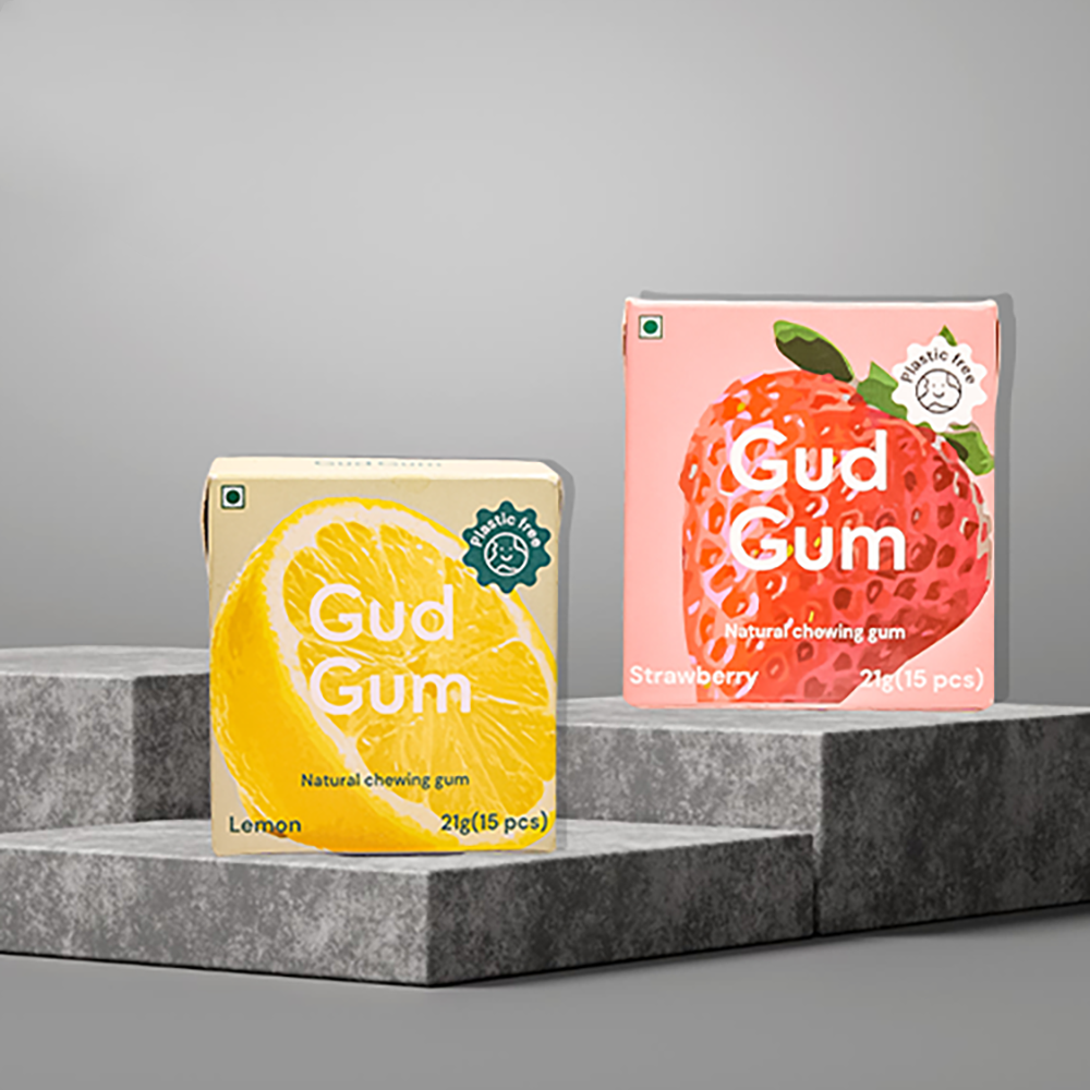 Gud Gum Mini Chewing Gum Combo | Lemon & Strawberry | Pack of 4
