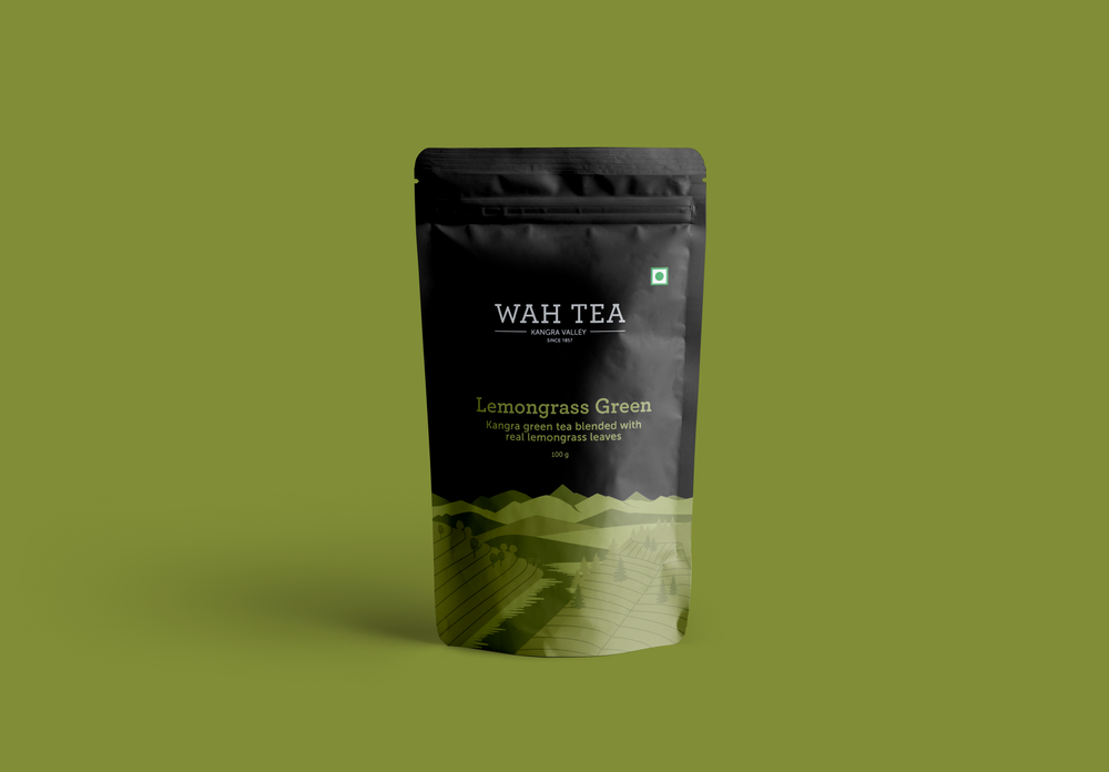 Wah Tea Lemongrass Green Tea - Loose Leaf - Stand Up Pouch Pack of 2 (100g each)