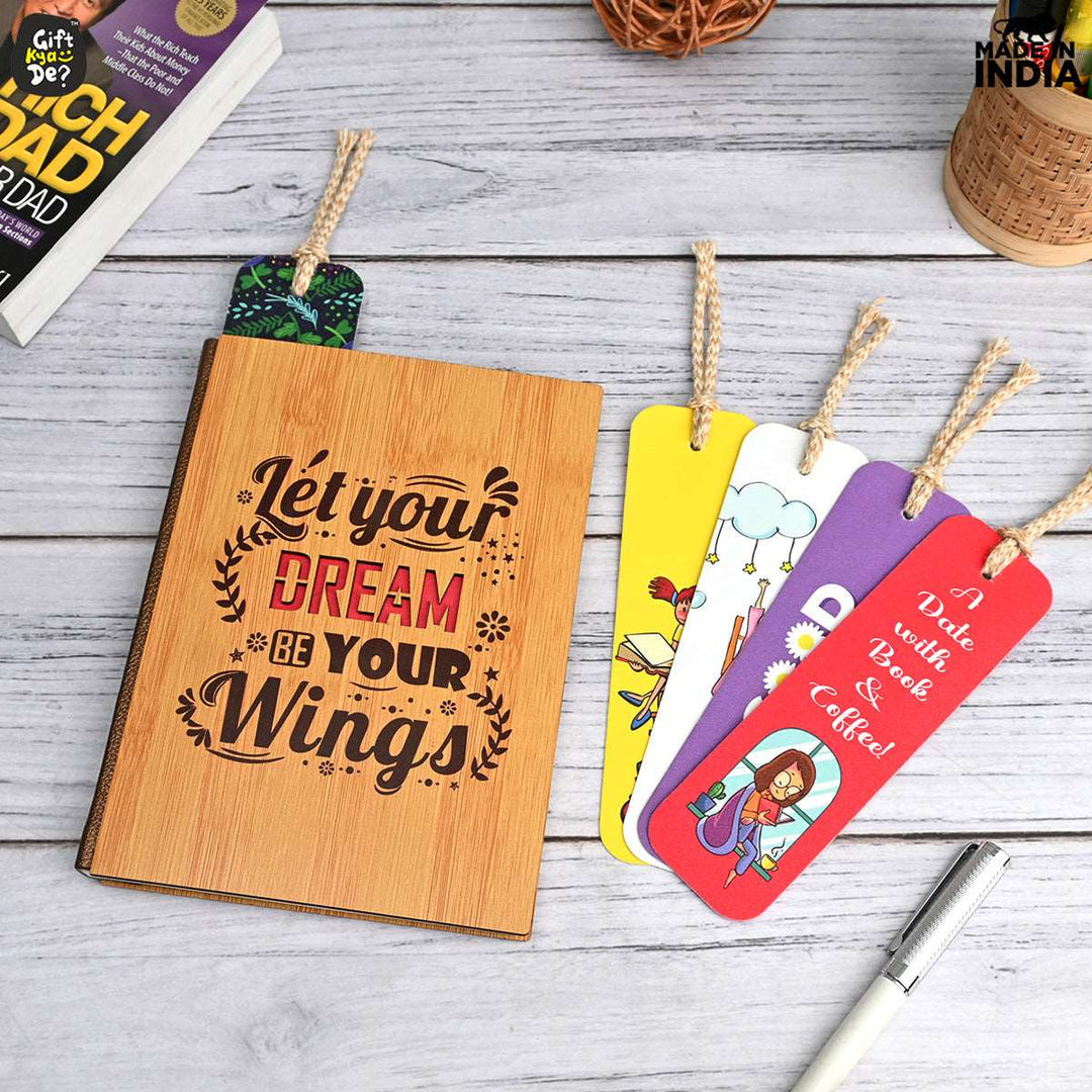 Gift Kya De Diary Notebook with 5 Colorful Bookmarks | Motivational Quotes (190 quality pages)