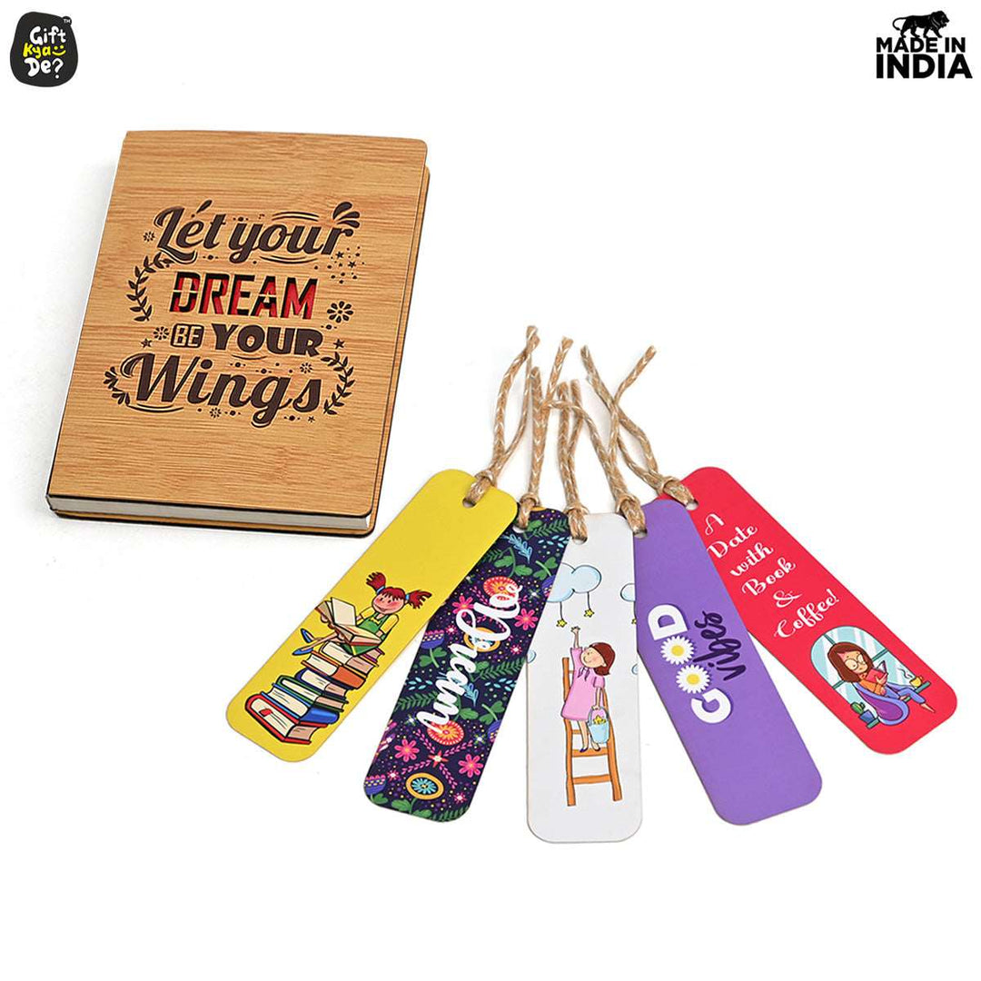 Gift Kya De Diary Notebook with 5 Colorful Bookmarks | Motivational Quotes (190 quality pages)