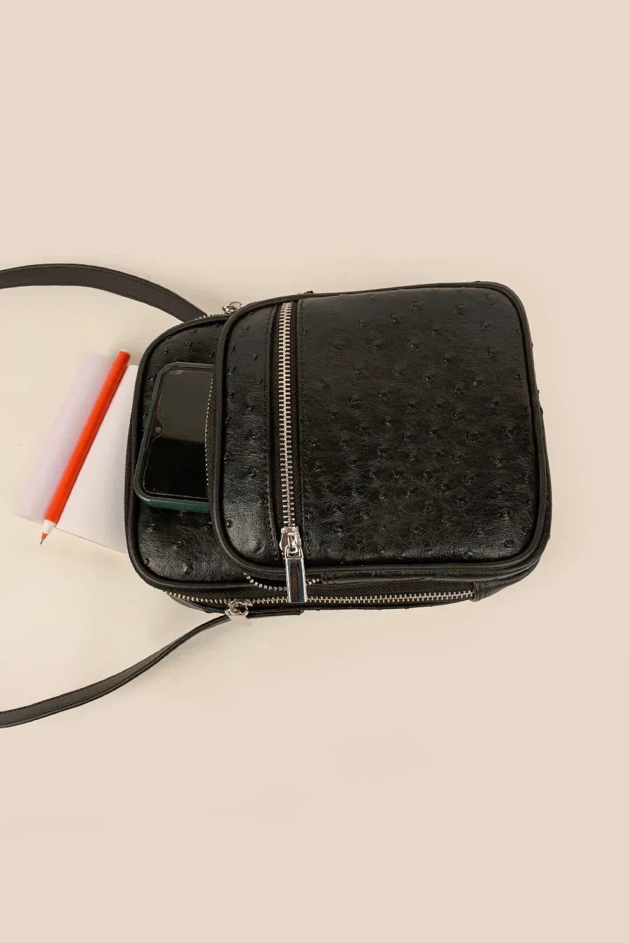 The House Of Ganges Men Letter Patch Vegan Leather Crossbody