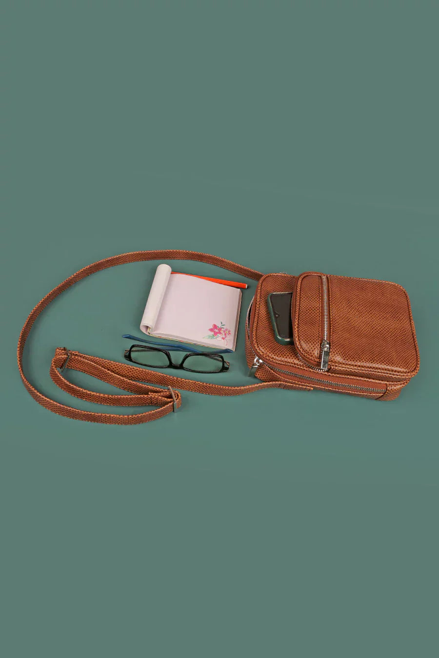 The House Of Ganges Men Letter Patch Vegan Leather Crossbody