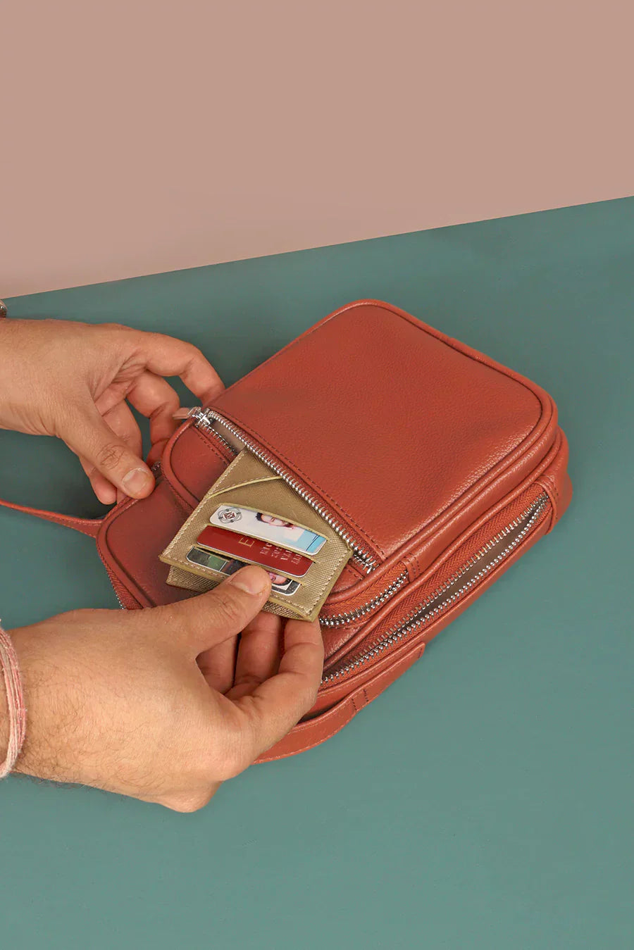 The House Of Ganges Men Letter Patch Vegan Leather Crossbody